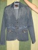 SACOU  nou  DENIM albastru, broderie, cambrat, marime L