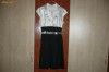 Rochie superba alb cu negru, maneca scurta, NOUA