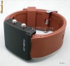 Ceas led-uri dama/barbati, curea silicon maro, led watch.Nou