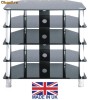 Stand Plasma/Lcd (pana la 107 cm) &amp;  rack AV, sticla, negru/crom