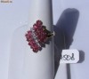 Inel aur 10K, 3.5g, model cocktail ornat cu 20 SAFIRE rosii si 5 DIAMANTELE