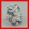 RT20 - Inel vintage dragut din argint tibetan cu strasuri albe