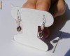 Cercei aur alb 10K, 0.8g, ornati cu 2 TOPAZE SMOKY si 2 SPINEL !