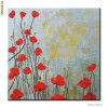 Aranjament floral cu maci  (tablou 90x90cm ) ulei/panza in cutit