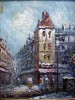 Pictura veritabila, tablou vechi in ulei pe lemn - Peisaj parizian  - A. de Vity