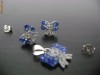 SET ARGINT MODEL FUNDITA CRISTALE SWAROVSKI ALBE ALBASTRE