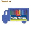 Melissa & Doug - Set 12 creioane colorate triunghiulare Truck