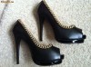 PANTOFI DAMA GIUSEPPE ZANOTTI, NEGRI, PIELE, MODEL NOU DEOSEBIT, CU LANT AURIU DE JUR IMPREJUR, SUPERBI, ELEGANTI,NR 37, PE STOC