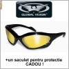 Ochelari de soare Neptune, lentile galbene, produsi de Global Vision - SUA ; Cadou : un saculet pentru protectie !