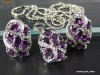 Super Elegance Set, Cercei si Pandantiv + Lantic Cadou placat cu Aur Alb 18K,Ametist Violet