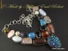 Colier Cluster din Argint 925 cu multi stone, Titanium drusy,dichroic glass, ambra, ametist, turquoise , blue goldstone,  agate, perle, rhochrosite