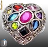 Inel superb pietre multicolore 925!