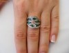 Inel designer aur 14K, 5.3g, montura ornamentata cu 69 BRILIANTE si 6 SMARALDE ovale 1,4CT !!!