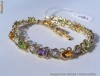 Bratara aur 14K, 14g, design floral ornata cu 9CT pietre semipretioase si BRILIANTE !!