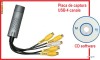 Placa video de captura USB adaptor DVR CCTV Camera, K64 - 4 canale