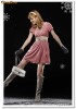 Rochie Precious Pink roz de catifea eleganta