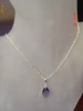 Set din argint 925, format din colier si cercei cu cristale swarovski pear tanzanite, bijuterii handmade, mireasa