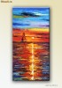 Tablou ulei pe panza in cutit - In zori (80x40cm) tablouri hol