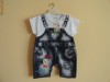 Body Copii bizdik ursulet la Surf  imita Salopeta cu bretele blugi maneca scurta pentru 74 cm(9 luni),80 cm(1 an),86 cm(1,5 ani) tricou Model nou