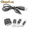 Alimentator acumulator baterie de rezerva (de urgenta) 4 mufe de incarcare (Iphone, MiniUSB, MicroUSB, Nokia mufa subtire) 1500 mA USB cu LANTERNA