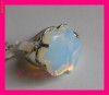 RT35 - Inel dragut din argint tibetan cu Piatra Lunii - MOONSTONE, opalite, diametru interior: 15.8 mm - marime mica!