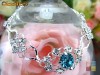 Bratara placata cu aur alb, cu cristale swarovski clear si safir - bijuterii mireasa Bratara placata cu aur alb, cu cristale swarovski clear si safir - bijuterii mireasa