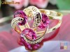 Inel placat cu aur de 18 k cu cristale fuchsia - bijuterii mireasa