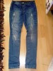 Blugi strech, jeggings, cu elastic in talie, rupti, marimea M-L