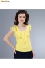 Tricou YOKKO din jerse elastic cu jabou si aripioare de voal - Galben