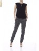 Pantaloni TinaR gri conici cu motive grafice negre