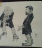NICOLAE PETRESCU GAINA , CARICATURA , REGELE CAROL I SI ALEXANDRU MARGHILOMAN 1854-1925 , PRIM MINISTRU , GARANTAT AUTENTICA