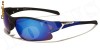 Ochelari de soare pentru sport X-Loop, rama neagra-albastra graduala, lentile fumurii cu oglinda albastra ; Cadou : un saculet pentru protectie !