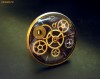 inel steampunk rotund (realizat din piese de ceas) bronz, negru, auriu
