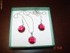 Set deosebit format din colier si cercei cu cristale  Swarovski Octogon RUBY - bijuterii mireasa