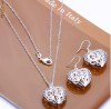 Set Argint Lantisor, cercei Argint 3 small fashion hearts