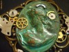 Colier steampunk  (lant lung), medalion camee  (realizat din piese de ceas prinse in rasina) Unicat