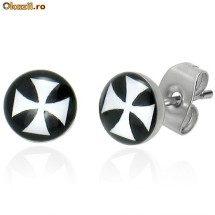 Cercei din inox 6 mm - crucea malteza - cod 114 foto