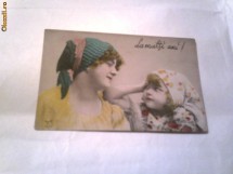 Carte postala - Mama si fiica    Circulata 22 iunie 1906 foto