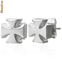 Cercei din inox - crucea de malta - cod 143 foto