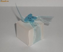 Kit 50 marturii botez cub argintiu cu hainuta - SUPER PRET foto