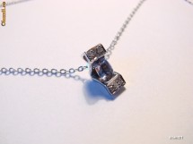 lant aur  Alb 14K lantisor pandantiv cu Tanzanit si Diamante foto