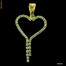 PANDANT PLACAT CU AUR  GALBEN  DE 18K SI ZIRCONIU ALBASTRU - INIMA foto
