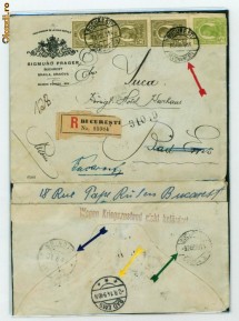 PLIC CIRCULAT 1914-FRANCATURA SI STAMPILE FRUMOASE foto
