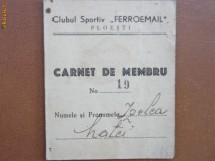 Carnet de membru in Clubul sportiv Feroemail Ploiesti din 1939 foto