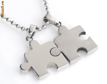 Pandativ puzzle inox cu pietricica, set 2 bucati. Puzzle lantisor puzzle pendant amuleta. photo Pandativ puzzle inox cu pietricica, set 2 bucati. Puzzle lantisor puzzle pendant amuleta.