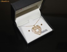 !!! PANDATIV INIMA CERCEI LANTISOR ARGINT 925 PLACATE CU AUR 18KT!!! foto