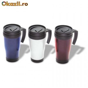 Cana termos din plastic Culoare - Albastru transparent,  KC5610-23