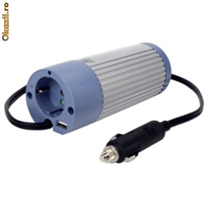 Invertor tensiune cu USB 12->220V 100W, HQ-INV100U-12 foto