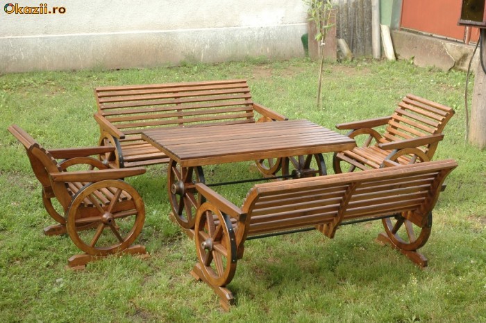 SET DE GRADINA NOU 6 PERSOANE,STEJAR-FAG MASIV foto mare