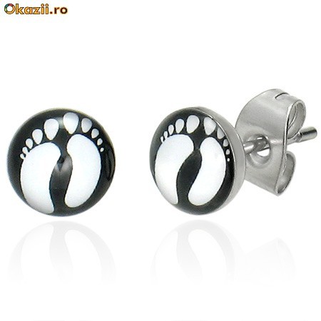 Cercei din inox 6 mm - talpi - cod 93 foto mare